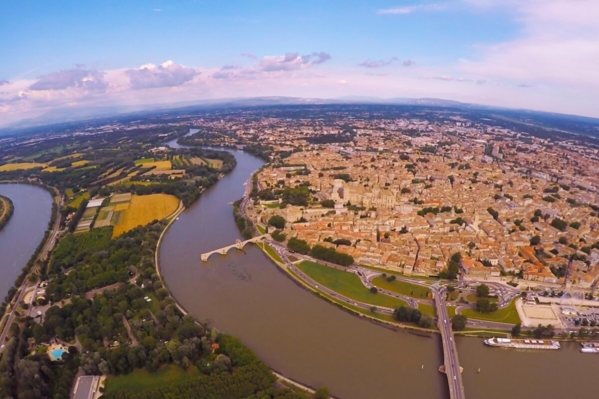 an aerial view of Avignon