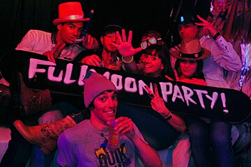 An image of people in fancy dress at a party in Chamonix