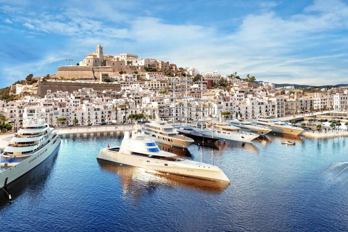 Megayachts marina in Ibiza Town
