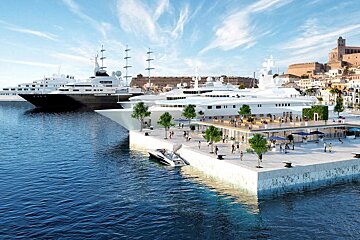 Megayachts marina in Ibiza Town