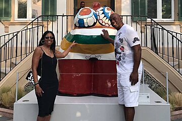 Magic Johnson & his wife at Chanel in Saint Tropez