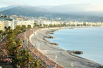 Runners on the Promenade des Anglais in Nice for the Marathon des Alpes-Maritimes