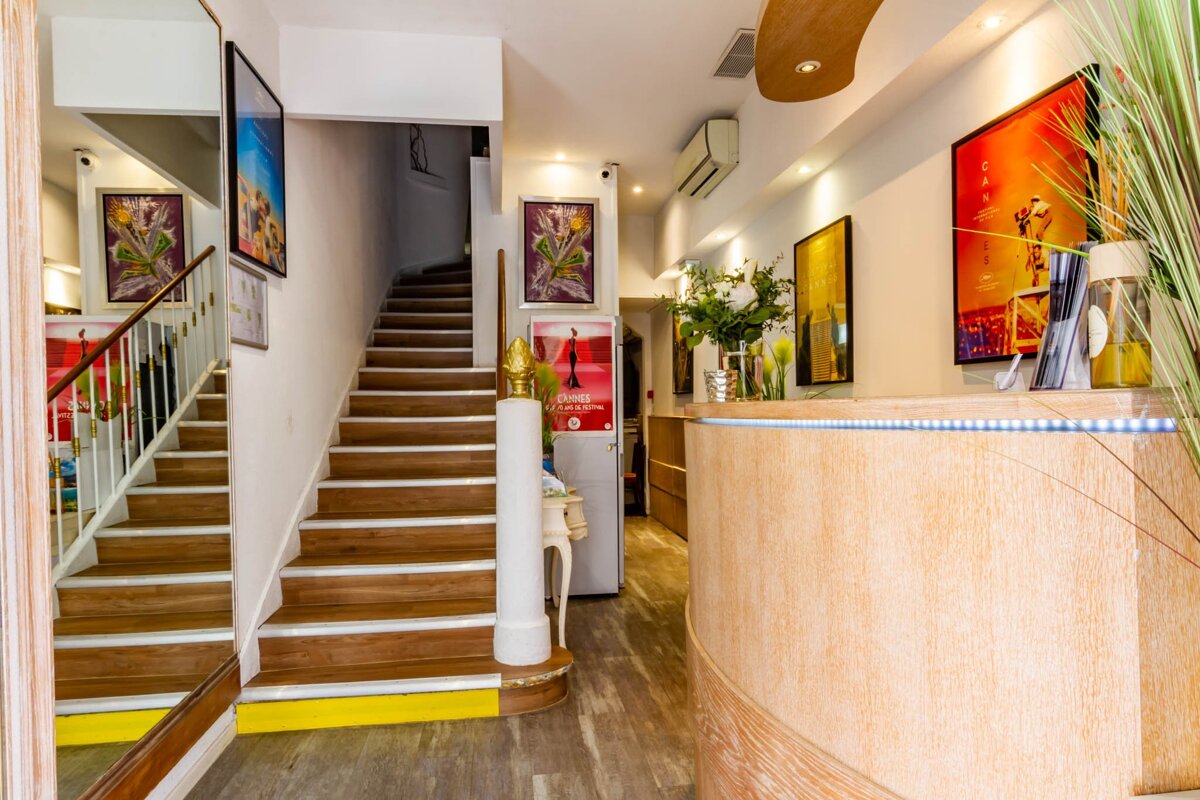 Stairs leading up to the second floor of a building