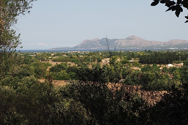 the bay of pollenca seen from a hike up above