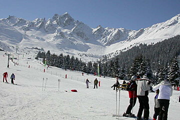 skiers in a resort