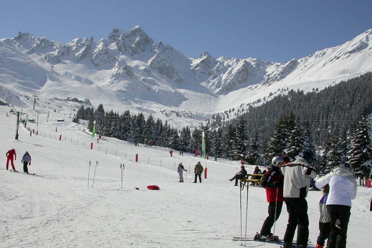 skiers in a resort