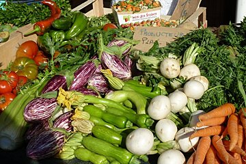 veg on a market stall
