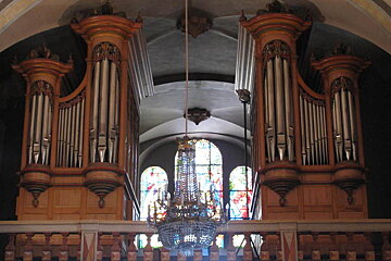 a large church organ in chamonix