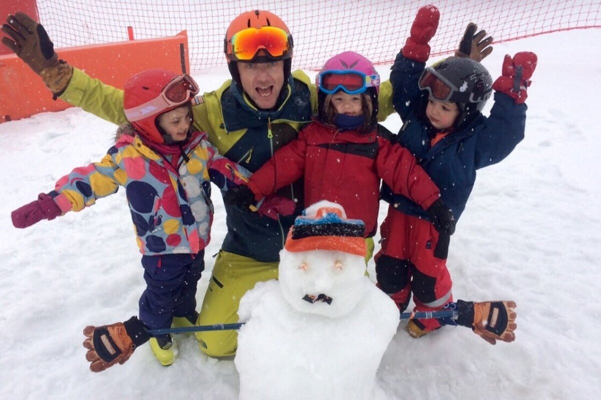 three children with their instructor