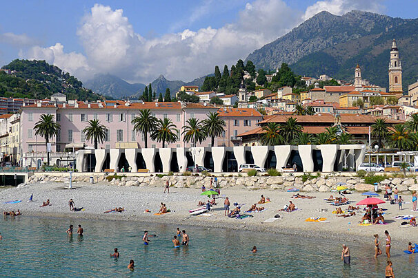 a beach in Menton