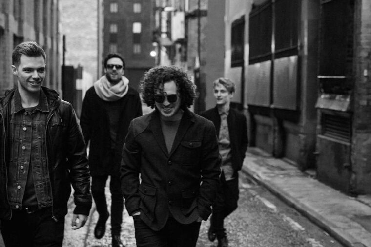 a band walking down a street