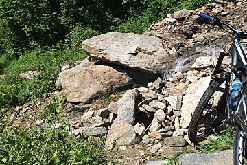 rocks, stream 7 a bike in chamonix