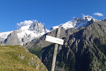 a sign post on a hilltop