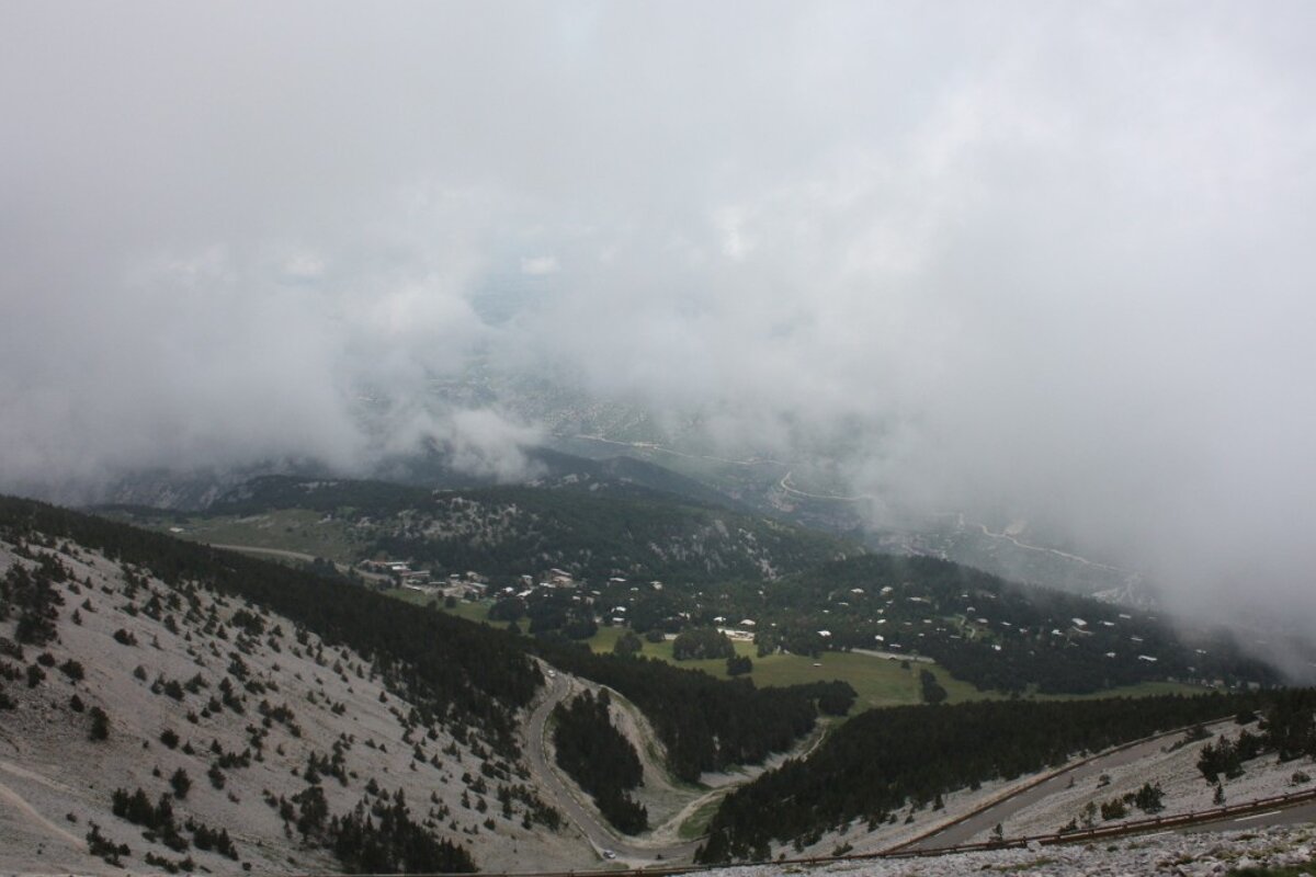 the view down the hillside at mont ventoux, provence