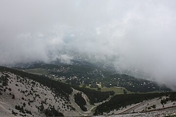 the view down the hillside at mont ventoux, provence
