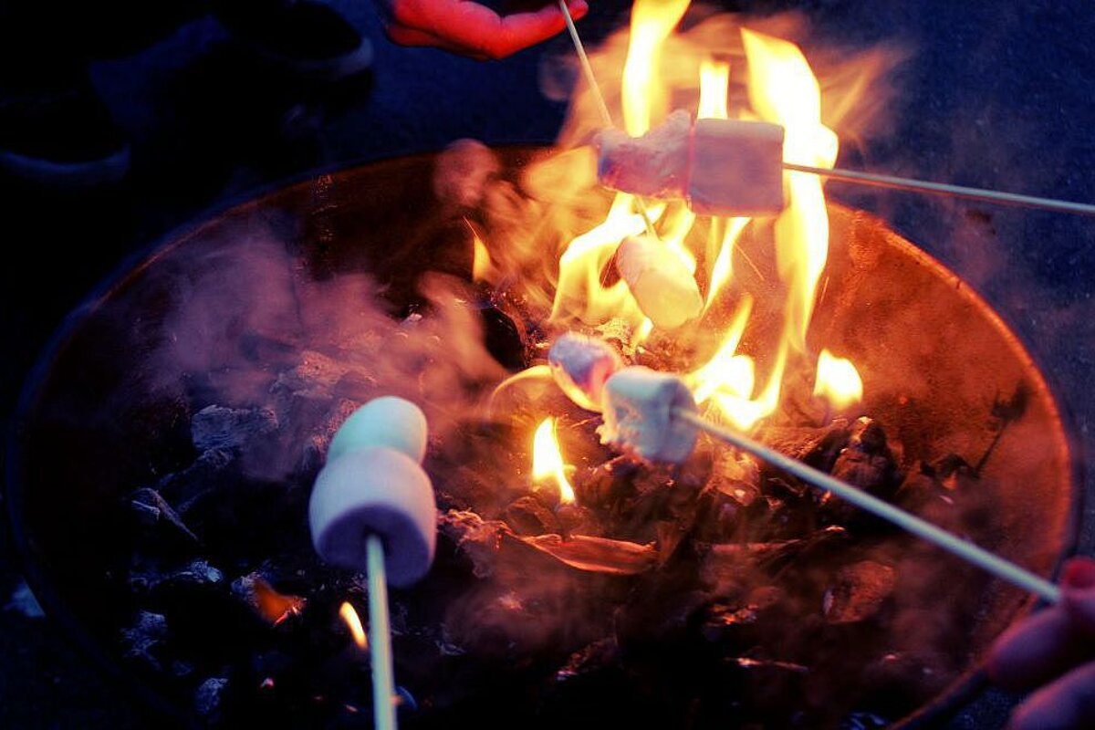 Marshmallows and a camp fire