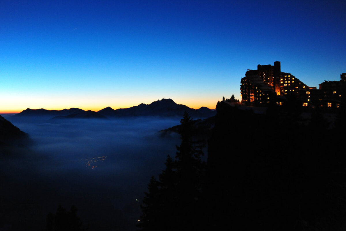 Avoriaz lit up at night
