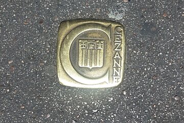 a floor marker for a walking tour