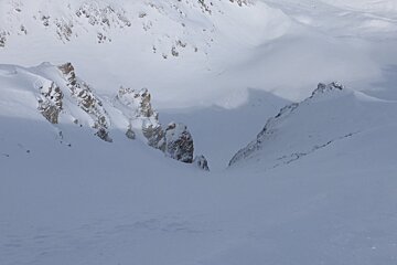 a gully in the off piste area
