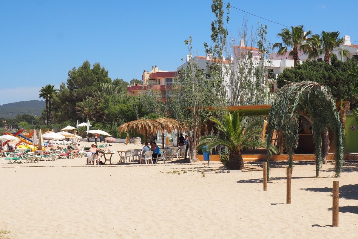 white sand at pinet beach san antonio ibiza