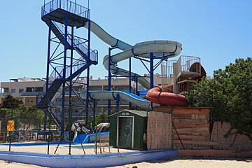 a waterslide at pinet beach ibiza