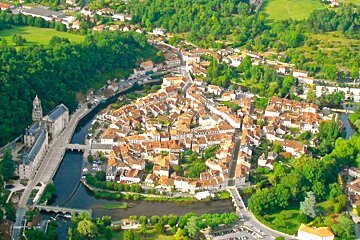 the town of brantome as seen from the air