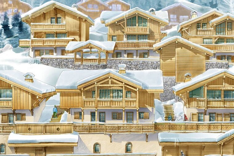 an artists impression of chalets in les gets