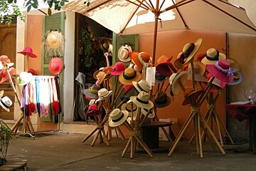Boutique selling lots of pretty hats