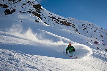 a skier off piste in courmayeur