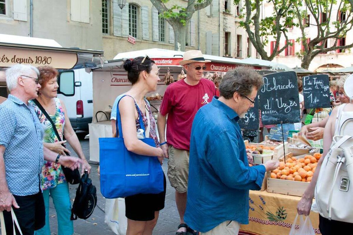 market shopping in Uzes