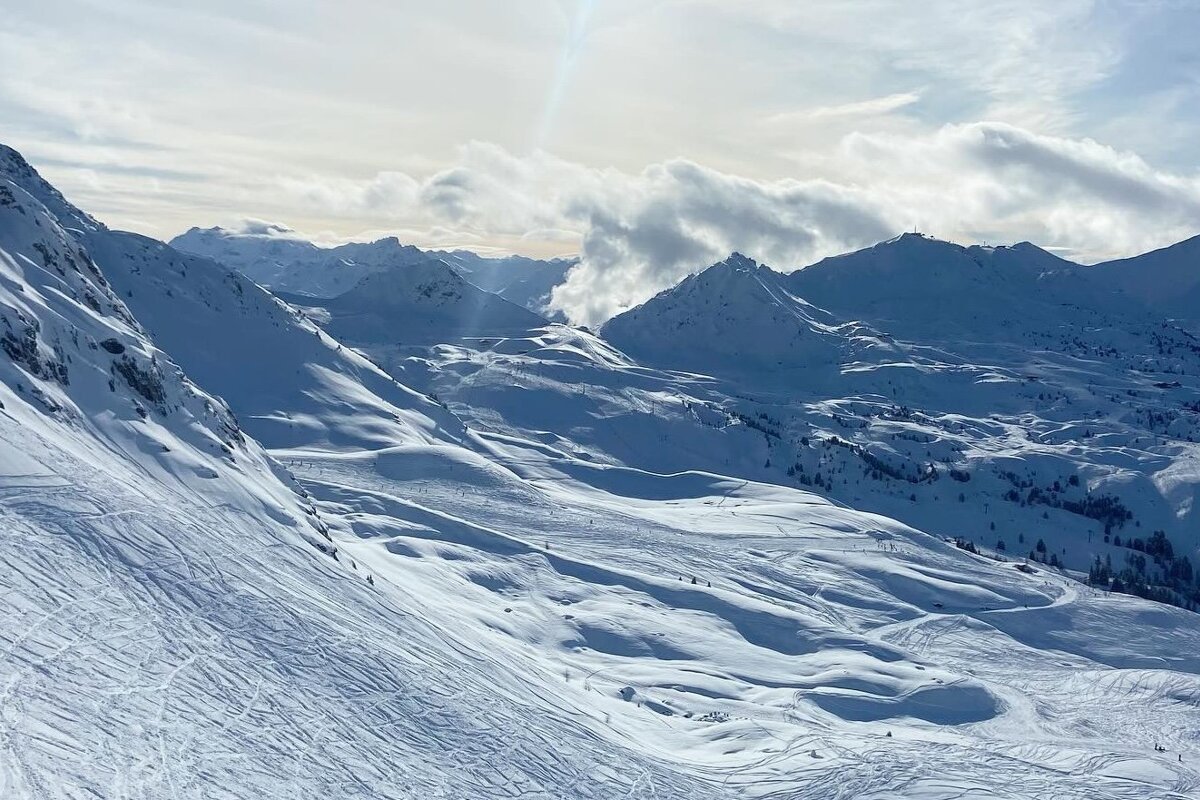 on the pistes in La Plagne