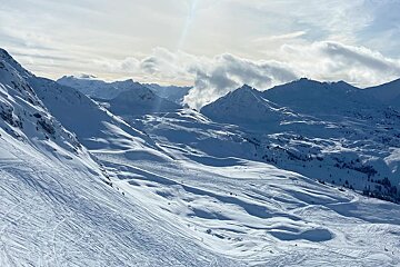on the pistes in La Plagne