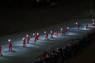ESF instructors on their torchlit descent