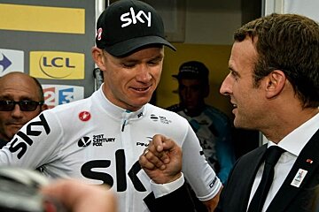 the president of France with Chris Froome