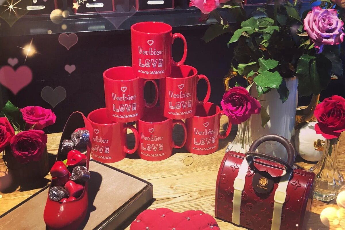 A romantic display featuring red