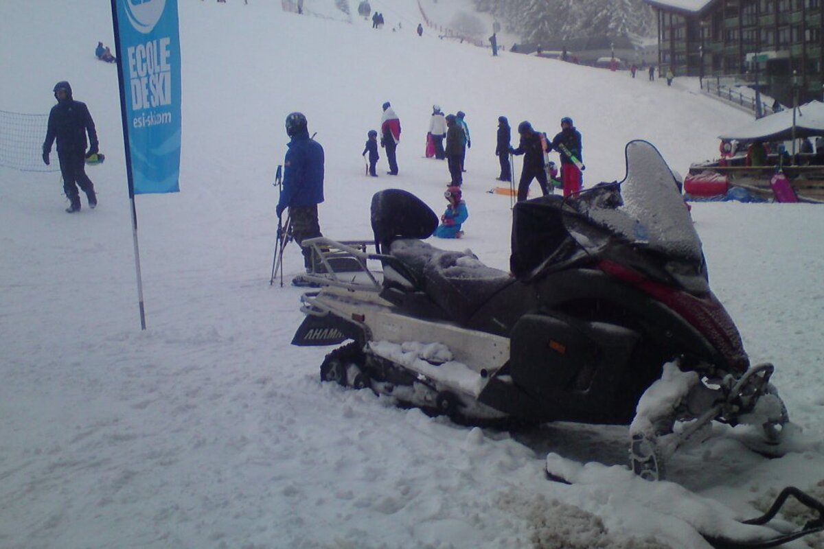 a skidoo outside an office