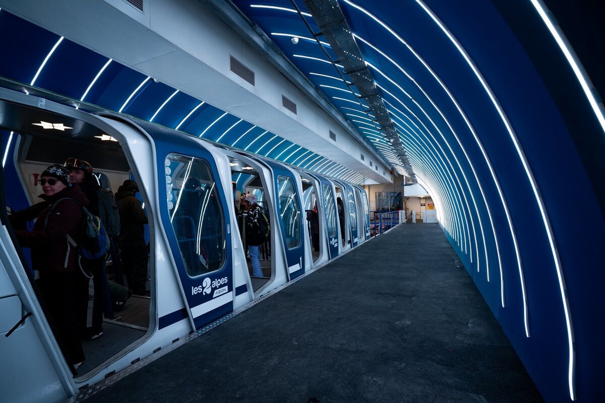 People board a modern 