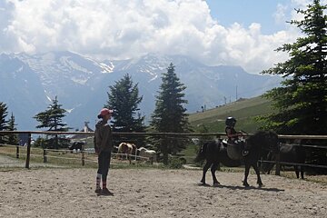 Horse riding centre with pony in the ring in Alpe d'Huez