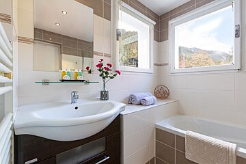 A bathroom in a hotel room