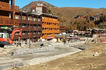 walls and pathways being built in La Plagne