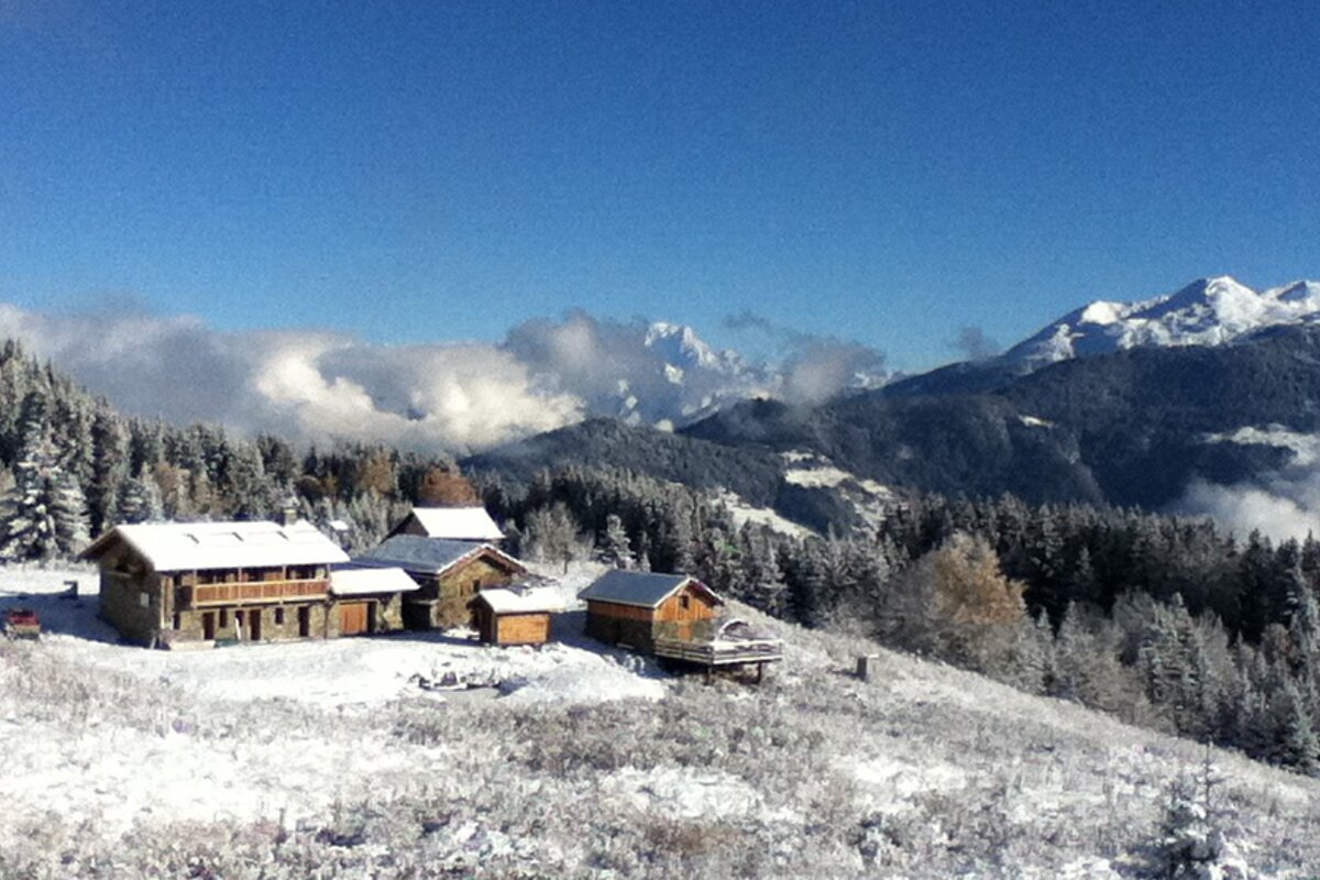a mountain hut in winter in meribel
