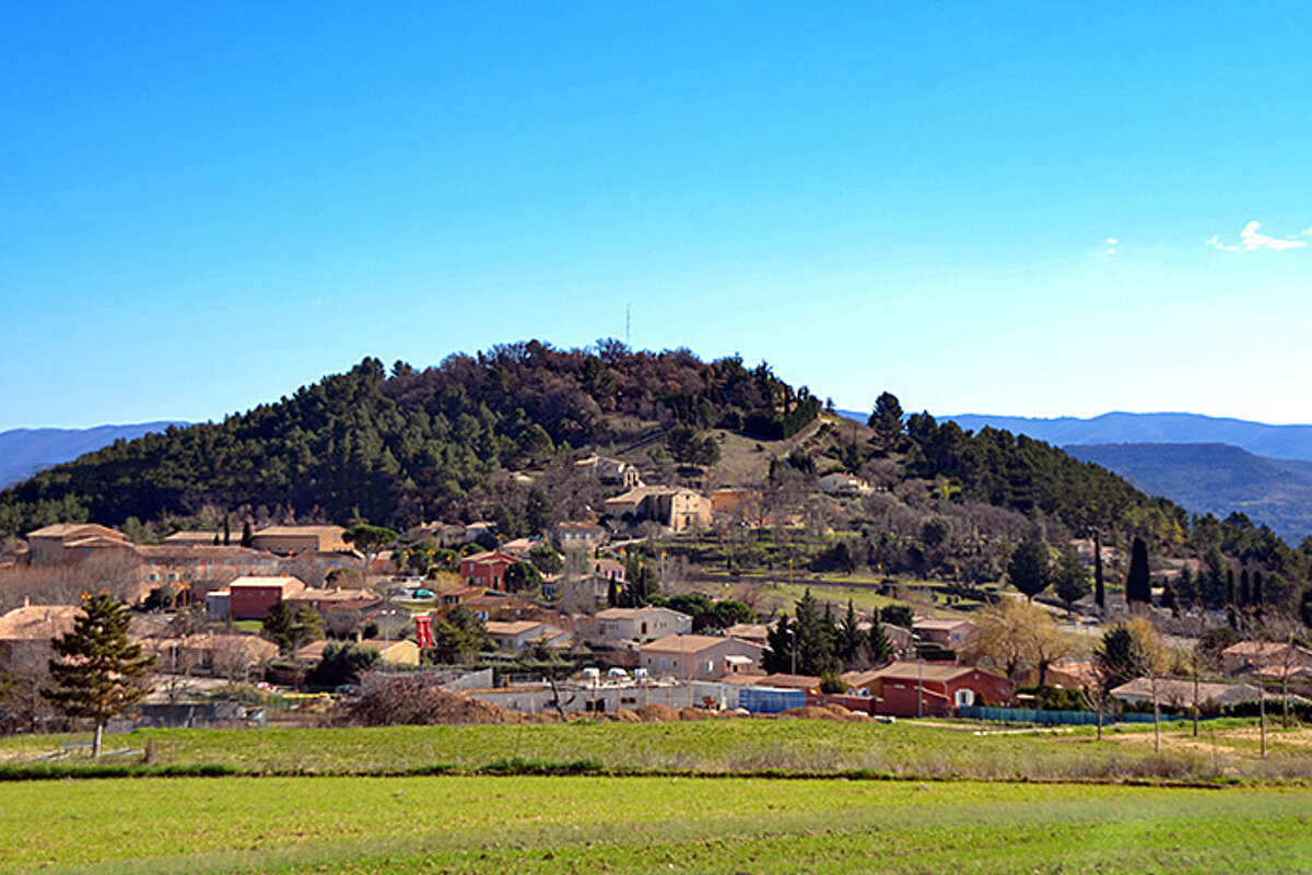 a village near a small hill