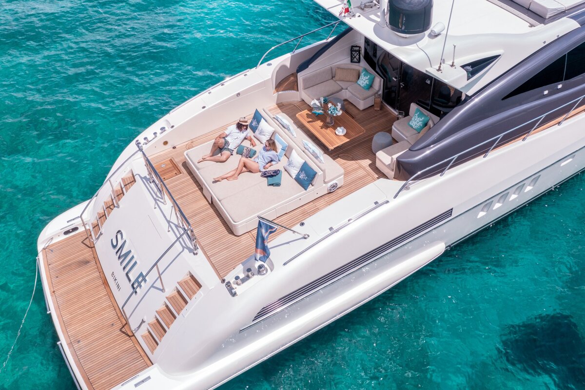 A yacht with the word smile on the back