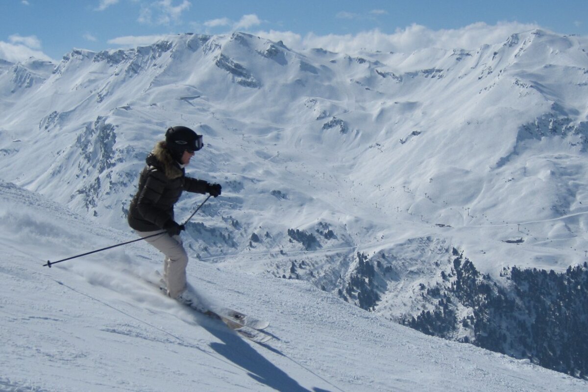 lady skier in sunshine