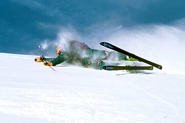 a skier falling