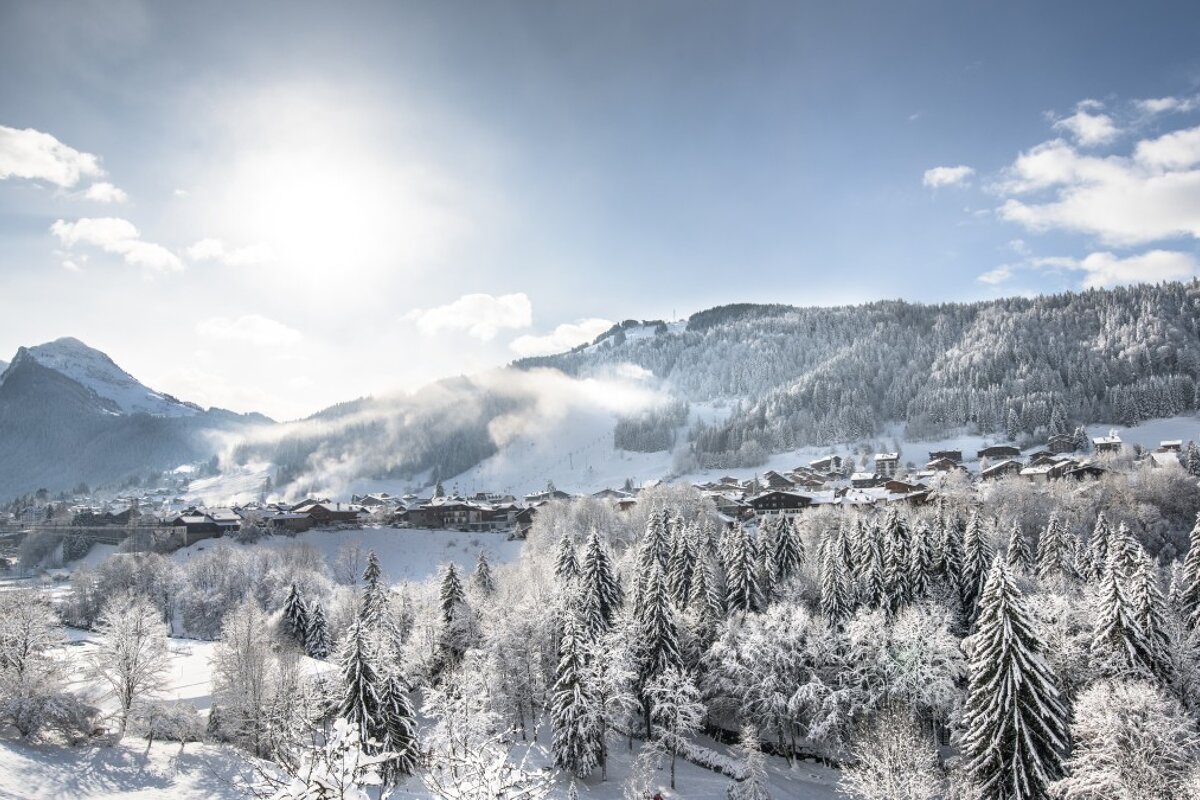 Wintery snow covered Morzine 
