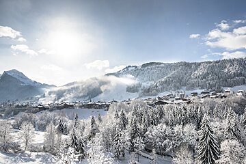 Wintery snow covered Morzine