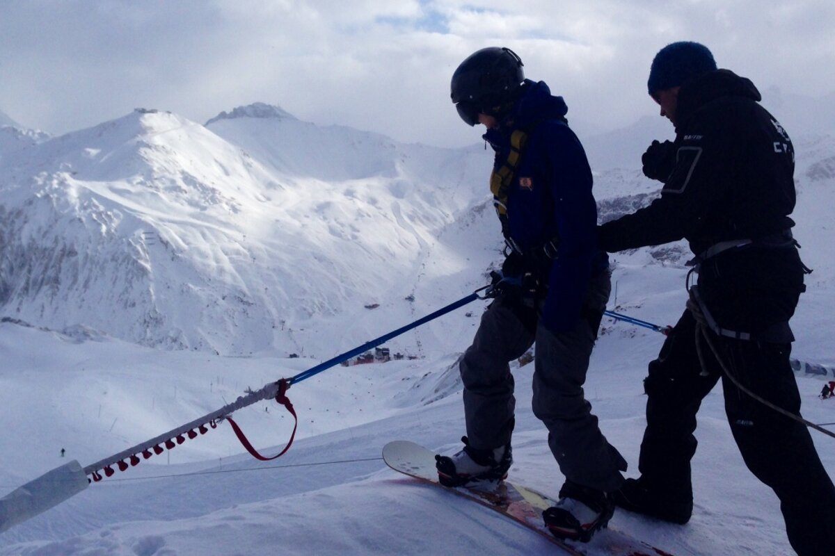 preparing to go down the jump