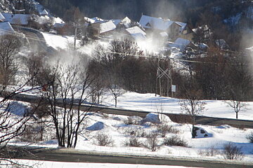 looking down into the village