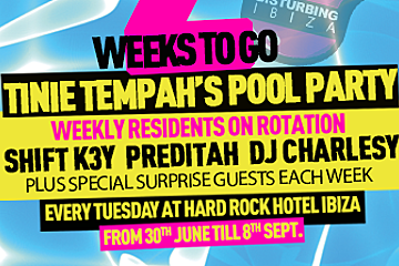 a poster for a pool party & DJ's